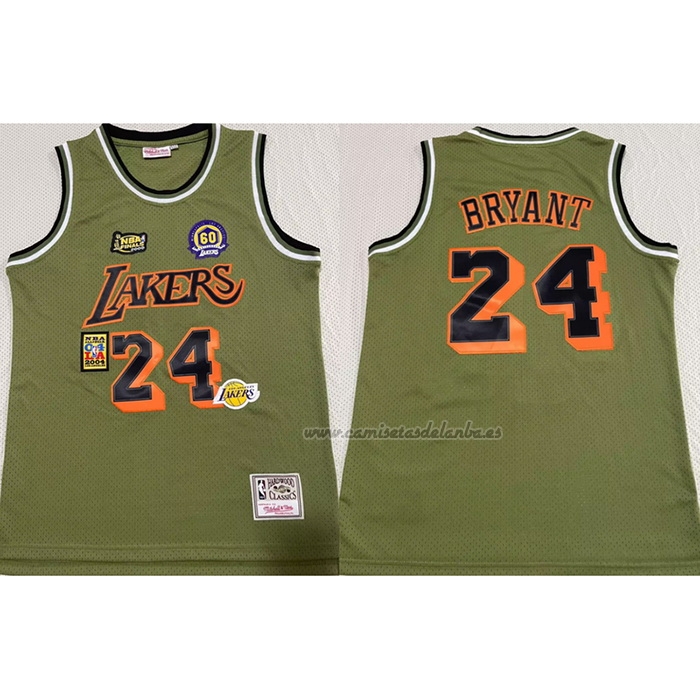 Camiseta Los Angeles Lakers Kobe Bryant NO 24 Mitchell & Ness Verde